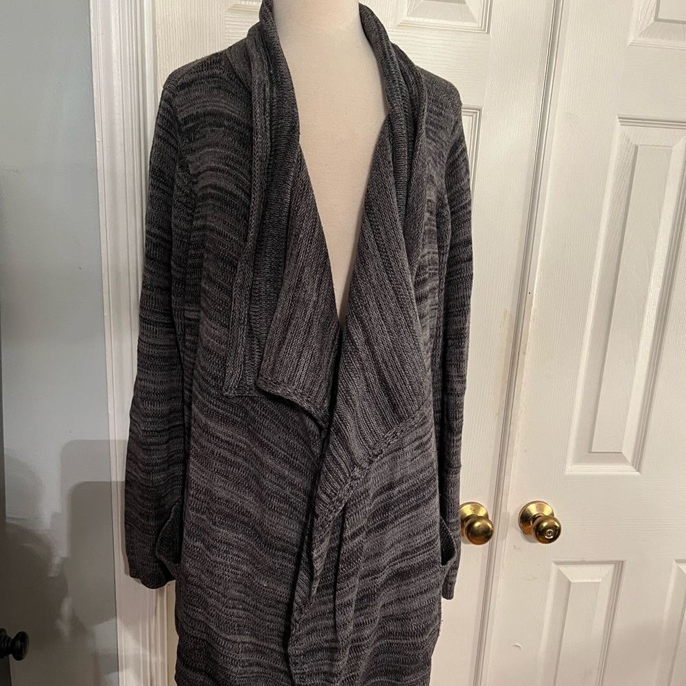 Gray and black brindle shawl cardigan